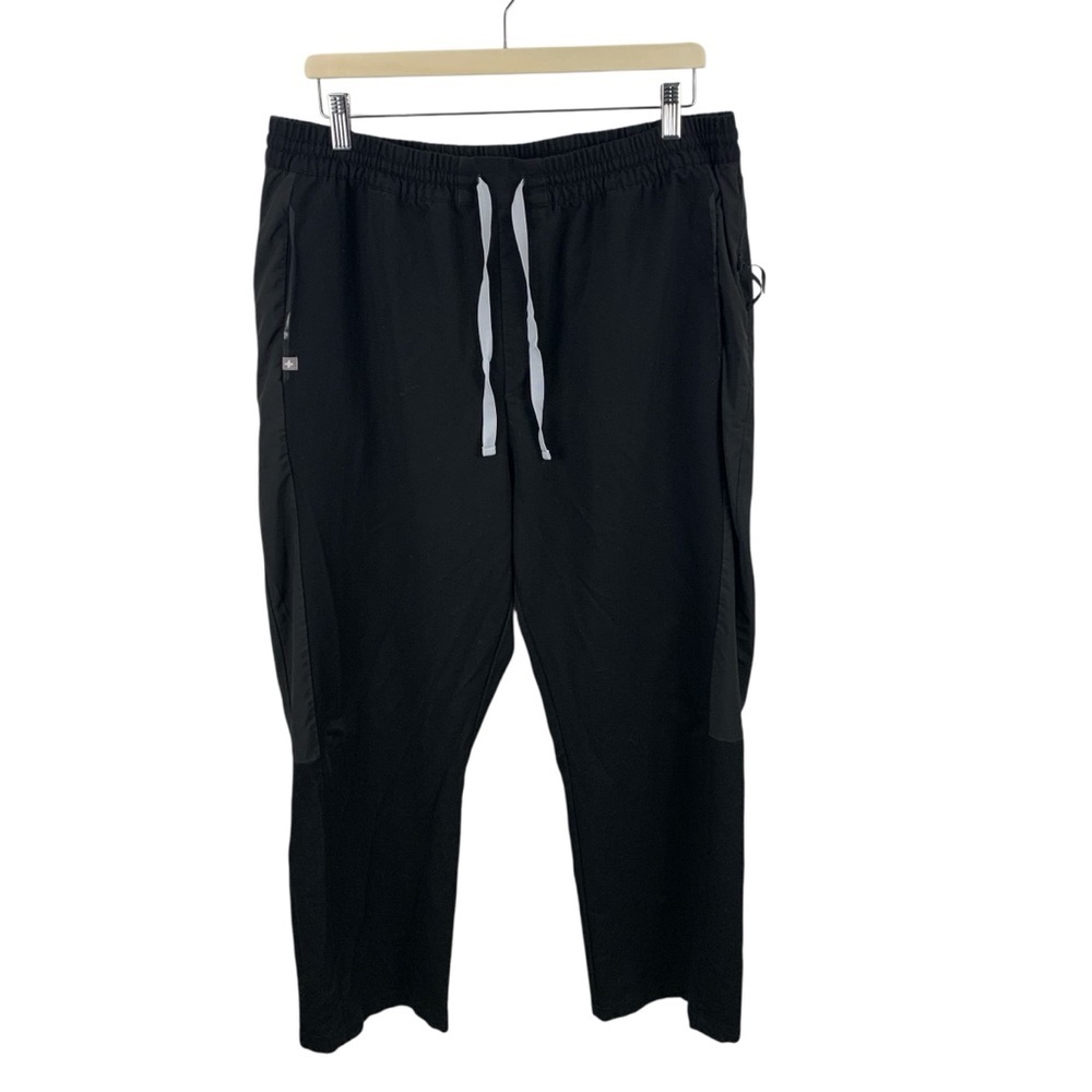 FIGS Men's XXL Short Black Straight Leg Scrub Pants Pull-On Drawstring 7 Pockets